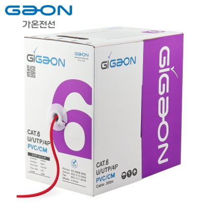 가온전선 CAT.6 UTP 케이블 300m (단선/레드)
GAON CAT.6 300M (Red)